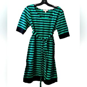 Banana Republic green & navy striped dress M